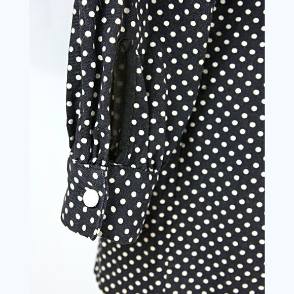 Vintage Dune Deck Polka Dot Back Button Scallop Babydoll Top 1960s Maternity M L - Picture 3 of 8
